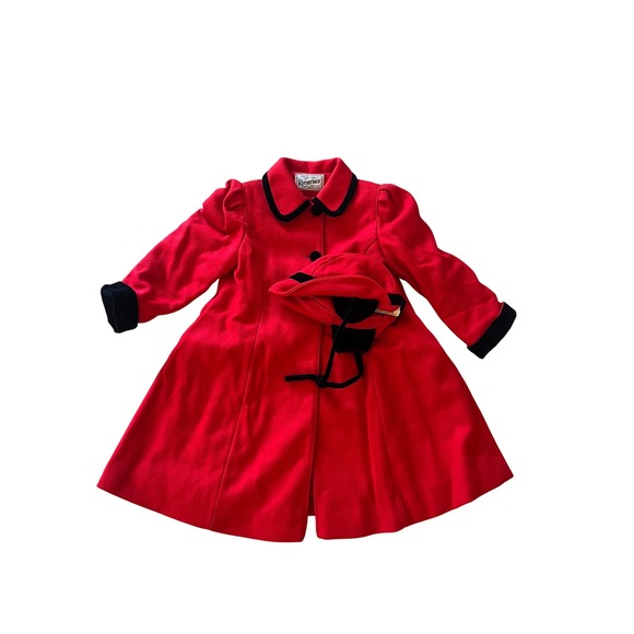 Other - Beautiful red Rothchild vintage long coat hat wool jacket‎ set